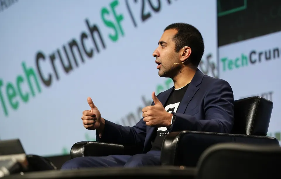 Balaji Srinivasan spreekt tijdens een TechCrunch-bijeenkomst