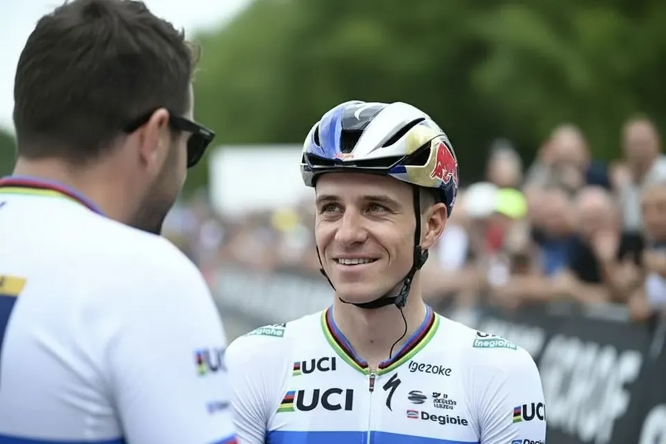 Remco Evenepoel spreekt tijdens de tweede rustdag van de Tour de France