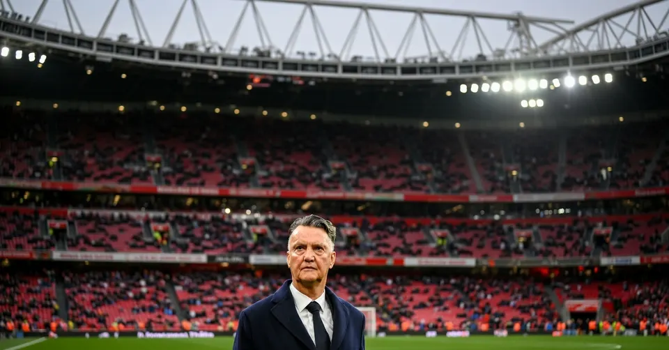 Louis van Gaal in een voetbalstadion
