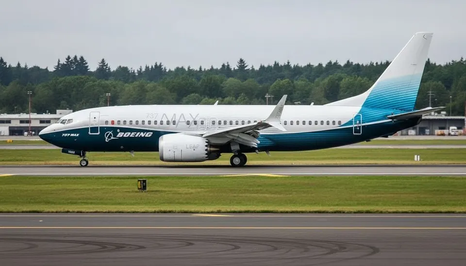 Een Boeing 737 Max 7 op een start- en landingsbaan
