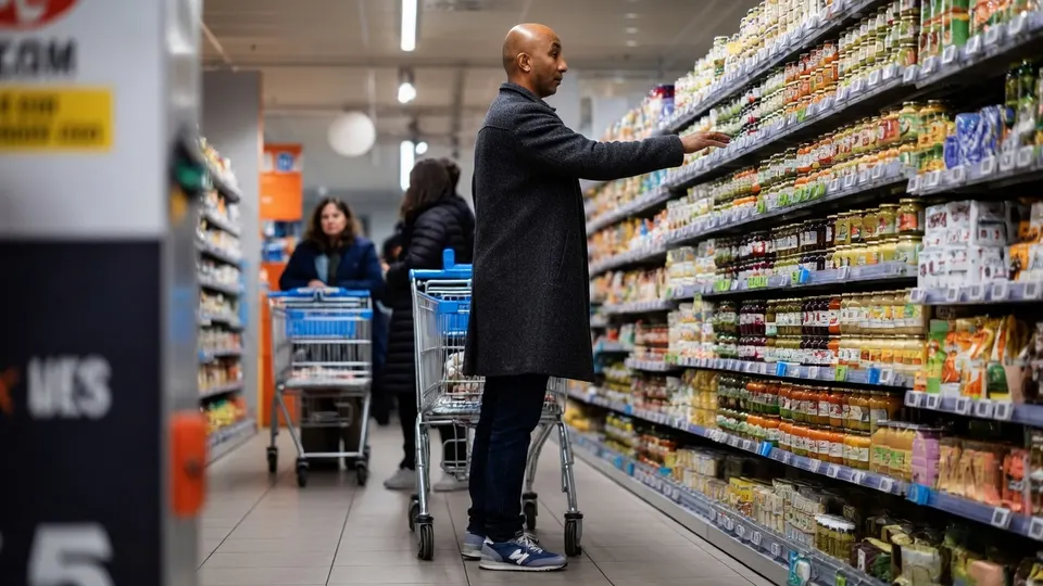 Klant doet boodschappen in een Albert Heijn-supermarkt
