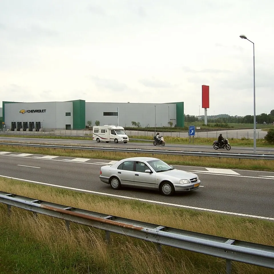 Verkeer op de A16 bij Hazeldonk, waar de marechaussee twee mannen aanhield op verdenking van mensensmokkel