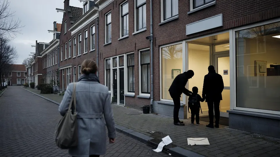 Ouders brengen hun kind naar de kinderopvang