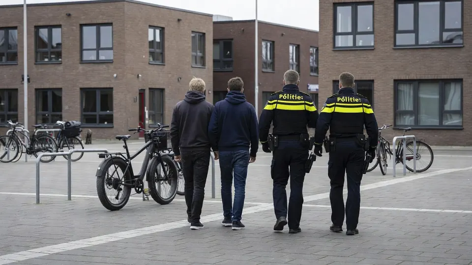 Twee mannen worden door agenten meegenomen na de steekpartij in Amersfoort