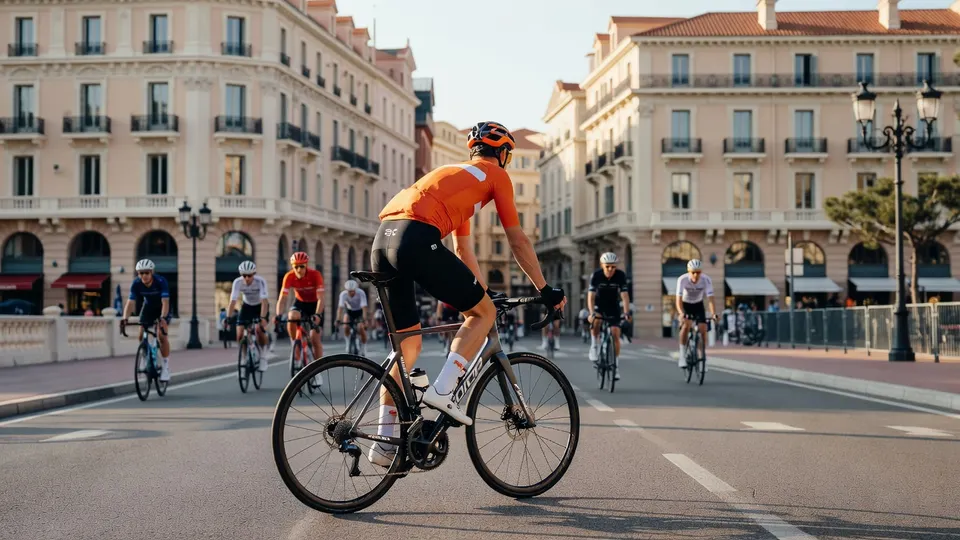 Steven Kruijswijk op de fiets in Monaco, waar de Vuelta a España van start gaat