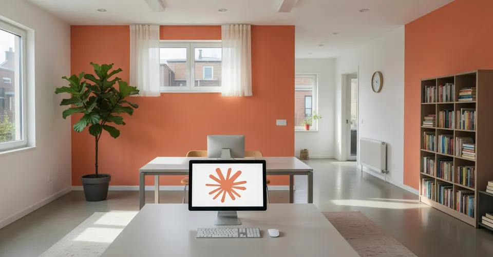 Claude-logo op een computerscherm in een woonkamer