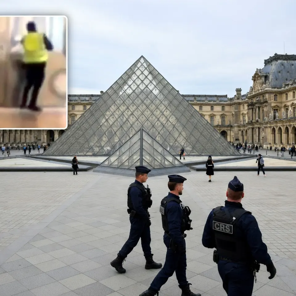 Franse politie bij het Louvre in Parijs