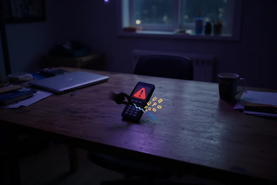 Illustratie van een laptop met een waarschuwing voor de aanval op AI-tool LiteLLM