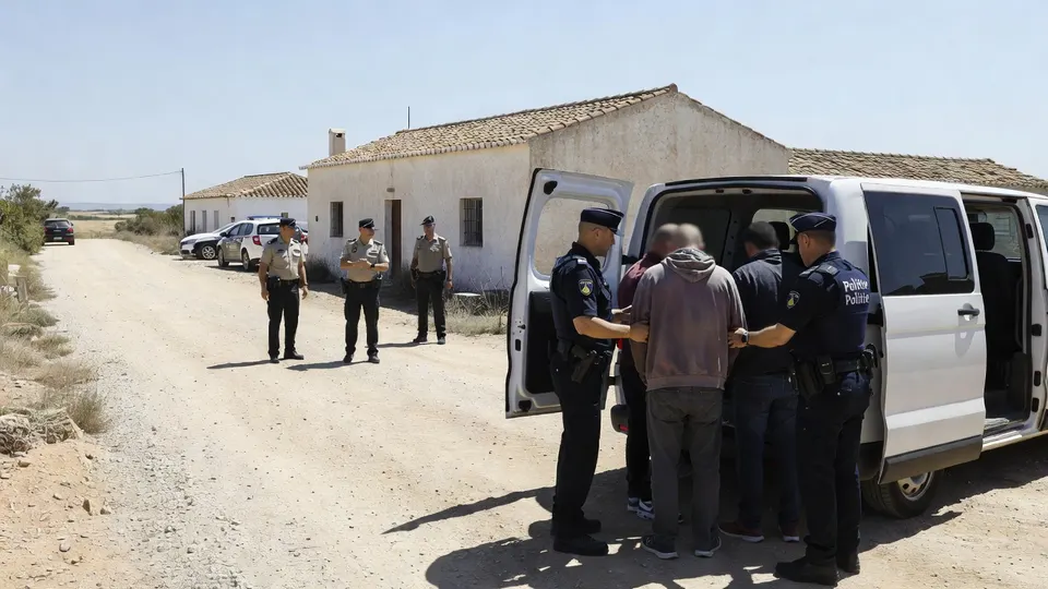 Spaanse politie houdt verdachten aan bij een busje in Zuid-Spanje