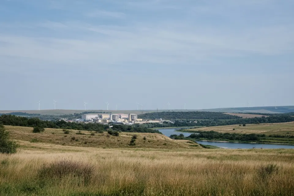 De kerncentrale van Cernavodă aan de Donau in Roemenië