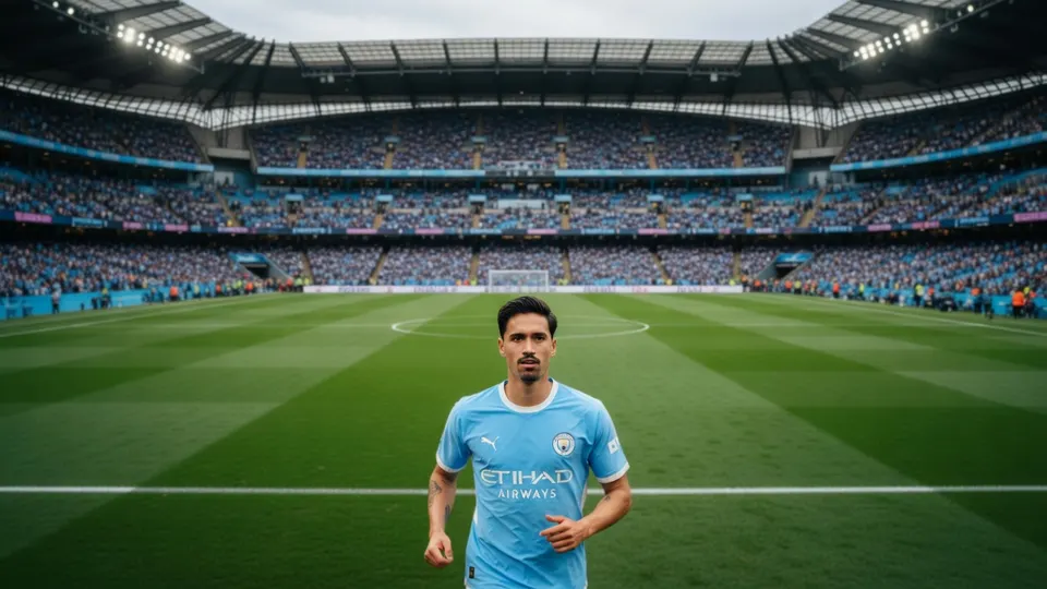 Tijjani Reijnders in het shirt van Manchester City