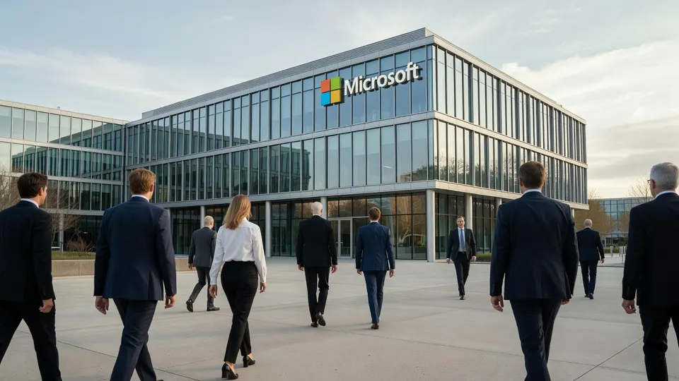 Microsoft-kantoorgebouw met het logo van het technologiebedrijf