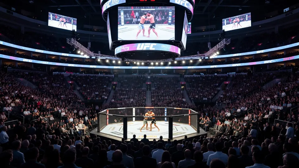 Islam Makhachev en Ian Machado Garry vechten in de UFC-kooi tijdens UFC 330 in Philadelphia
