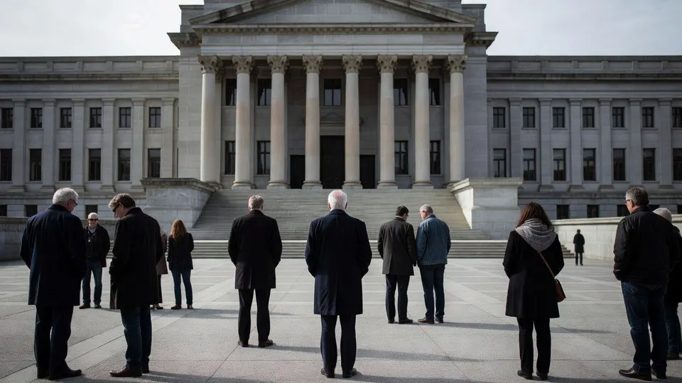 Mensen staan voor het Amerikaanse Capitool in Washington