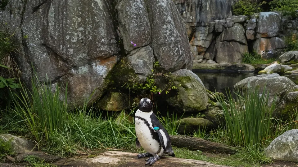 Een Afrikaanse pinguïn in het buitenverblijf van Safaripark Beekse Bergen