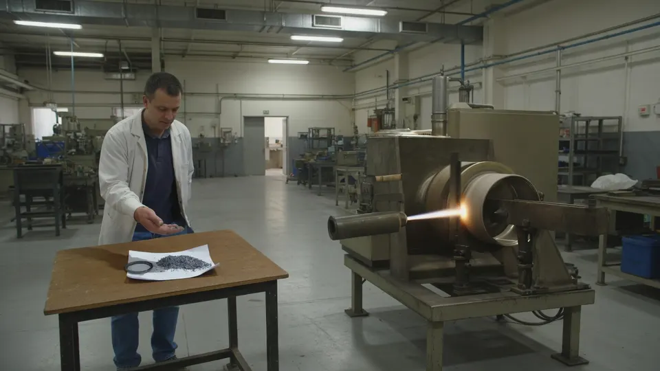 Medewerker van Zwaan Metaal werkt met wolfraam in een fabriekshal