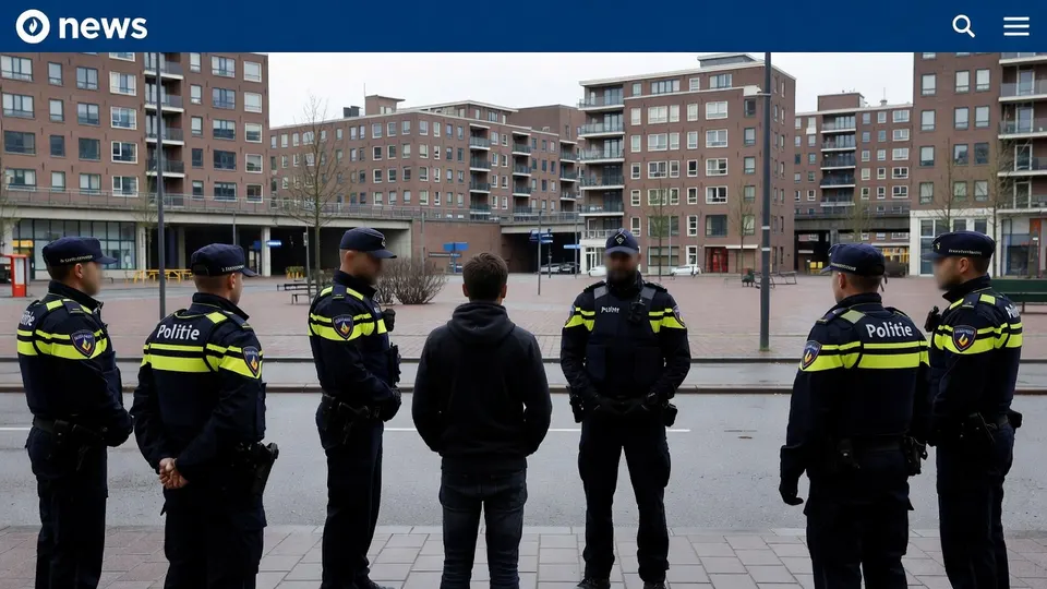 Agenten controleren een man in Amsterdam-Zuidoost