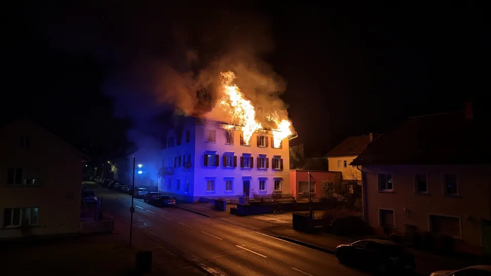 Brandweer bestrijdt een uitslaande brand in een restaurant in het Zwitserse Thusis