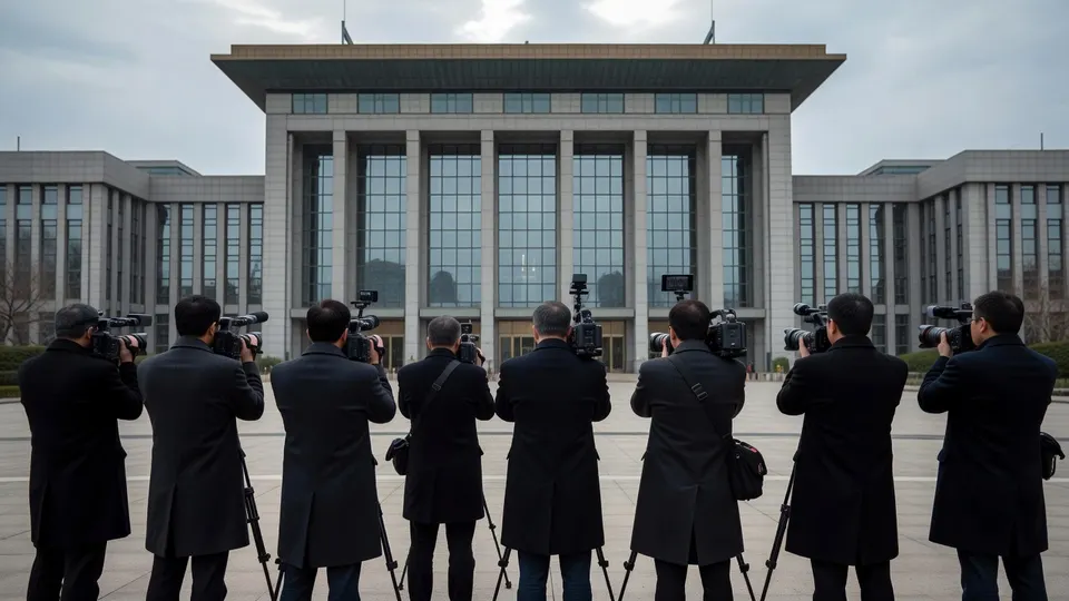 Journalisten voor het Chinese ministerie van Buitenlandse Zaken in Beijing