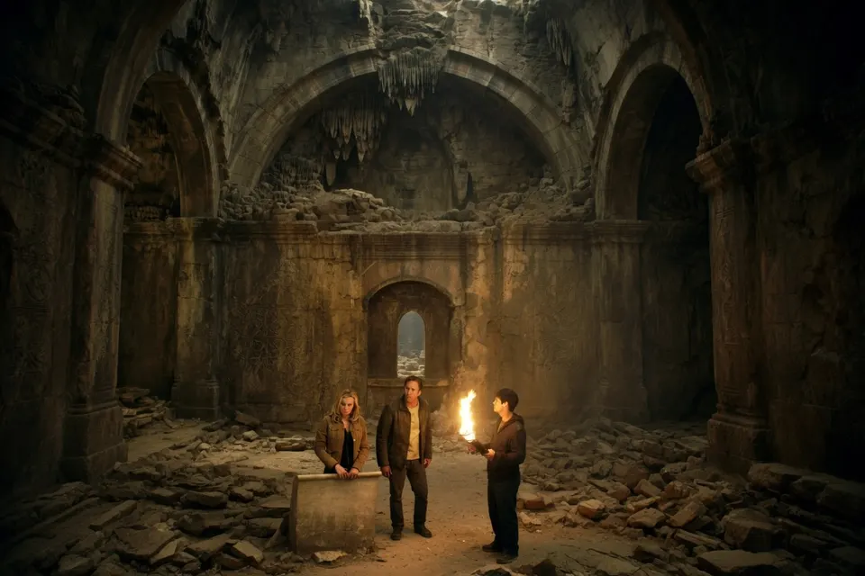 Jon Turteltaub en Nicolas Cage in een scène uit National Treasure