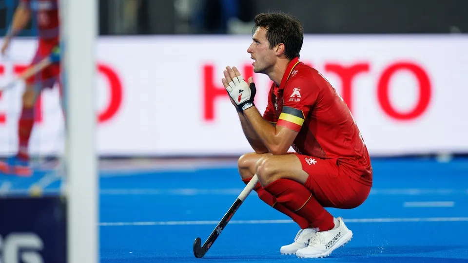 Belgische aanvoerder in actie tijdens het WK-duel met Spanje