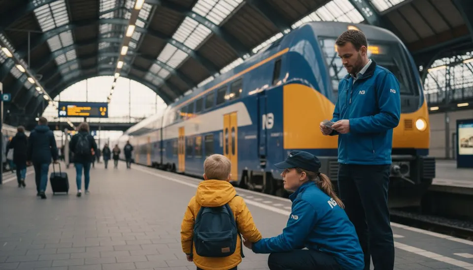 NS-medewerkers begeleiden de driejarige jongen op station Eindhoven