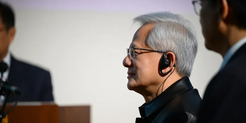 Nvidia-topman Jensen Huang, wiens bedrijf praat over overname van Hugging Face