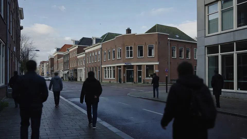 Voetgangers lopen door een straat in een Nederlandse stad