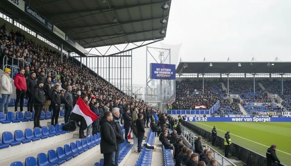 Supporters op de tribunes tijdens de wedstrijd tussen Cambuur en Feyenoord in Leeuwarden
