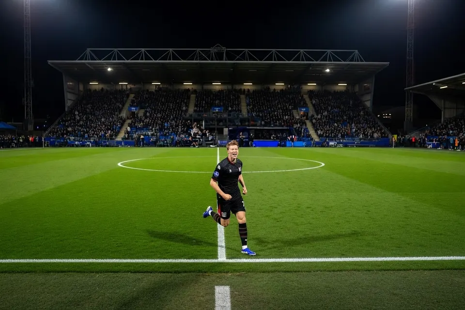 De scheidsrechter loopt het veld af in het stadion van PEC Zwolle