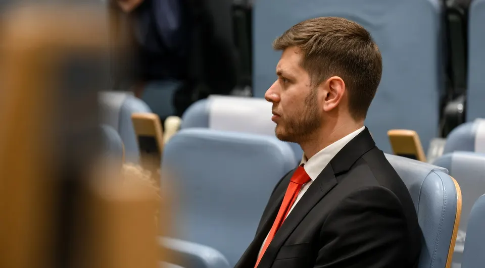 Yair Netanyahu in een vergaderzaal