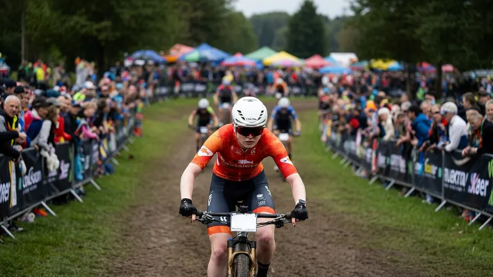 Puck Pieterse tijdens de olympische cross-country op het WK mountainbiken in Val di Sole