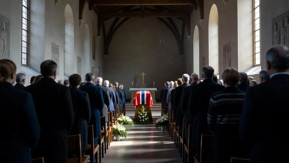 Noren nemen in de kapel van het koninklijk paleis in Oslo afscheid van koning Harald