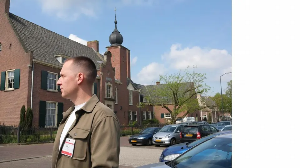 Wethouder Ferdi van Dongen bij het gemeentehuis van Geertruidenberg