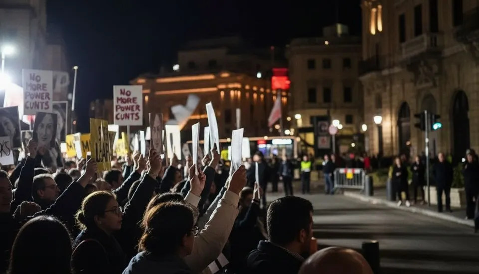 Demonstranten protesteren in Malta na de vrijspraak van zakenman Yorgen Fenech
