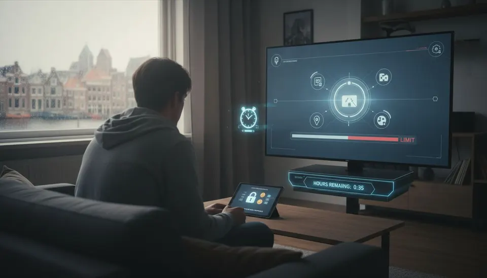 Gamer gebruikt Xbox Cloud Gaming met een scherm waarop de resterende speeltijd wordt weergegeven