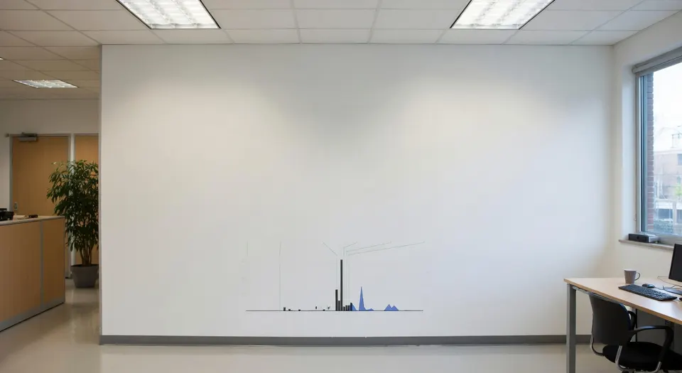 Lege kantoorruimte met een grafiek op de muur