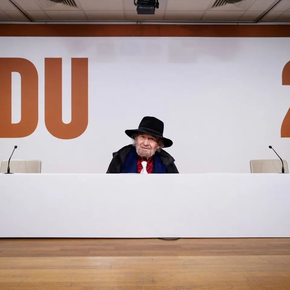 De Duitse acteur Michael Mendl tijdens een persbijeenkomst