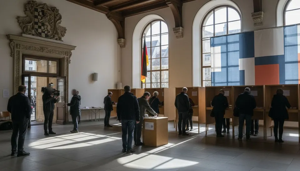 Kiezers brengen hun stem uit in een stemlokaal in Saksen-Anhalt