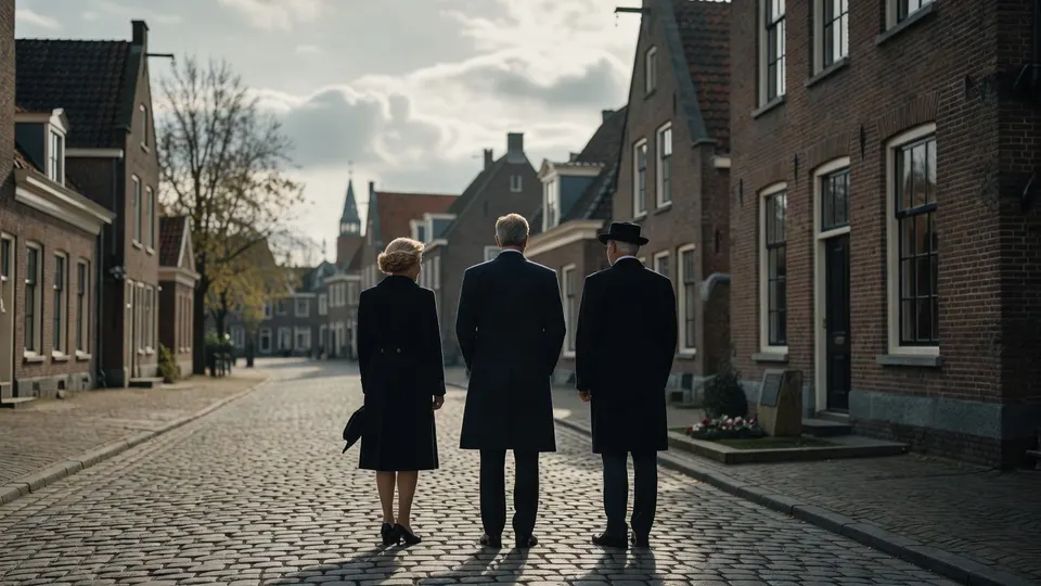 Prinses Beatrix, koning Willem-Alexander en prins Constantijn wandelen in Hitzacker ter herdenking van prins Claus