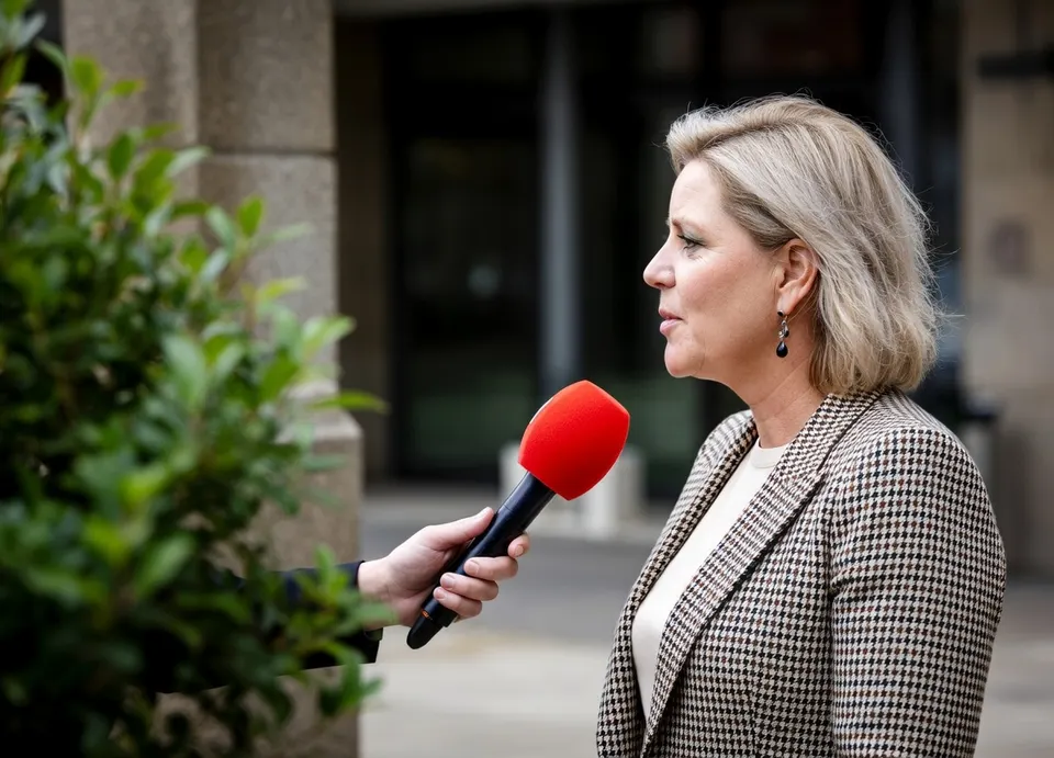Minister Rianne Letschert wordt geïnterviewd over het verzoek de licentie van Ongehoord Nederland in te trekken