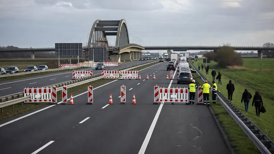 De A28 bij Nijkerk is bij de Hardenbergerbrug in beide richtingen afgesloten voor verkeer