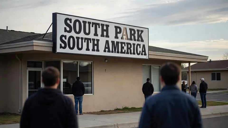 De naam South Park is op dit gebouw veranderd in South America