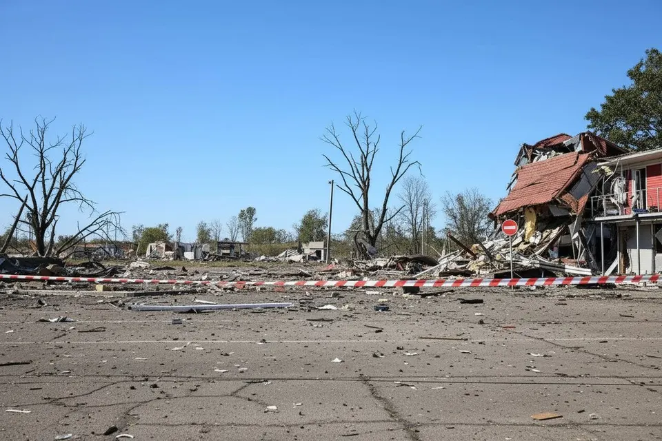 Schade bij de Oekraïens-Moldavische grensovergang Starokozache na een Russische droneaanval