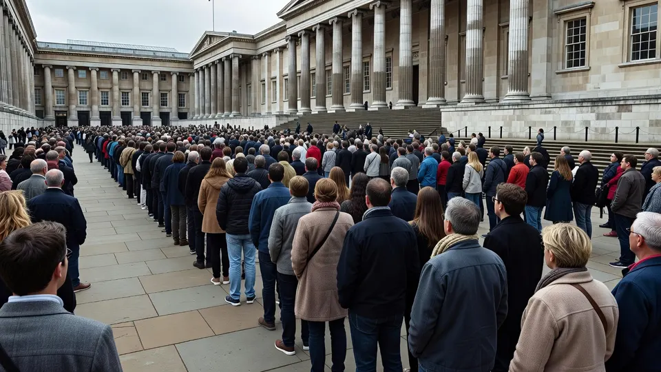 Duizenden bezoekers staan in de rij voor het British Museum in Londen