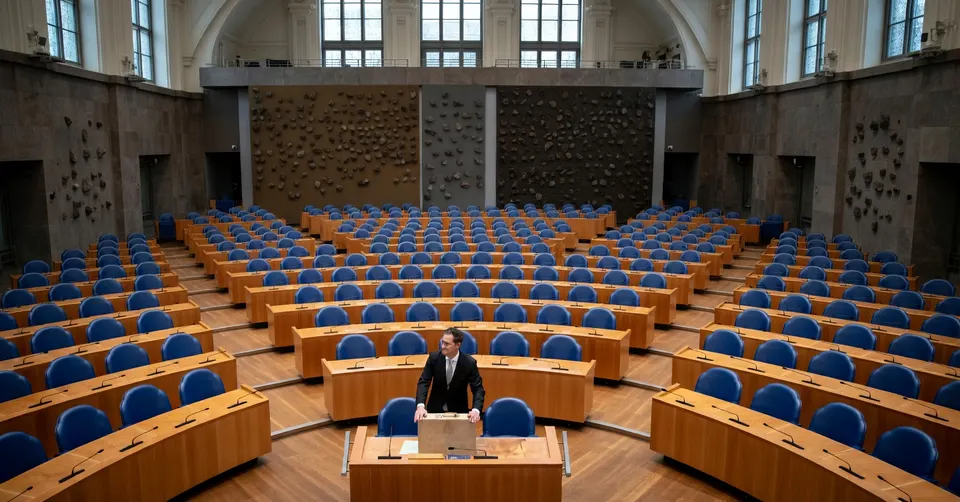 De Tweede Kamerzaal tijdens de presentatie van de Miljoenennota door minister van Financiën Eelco Heinen
