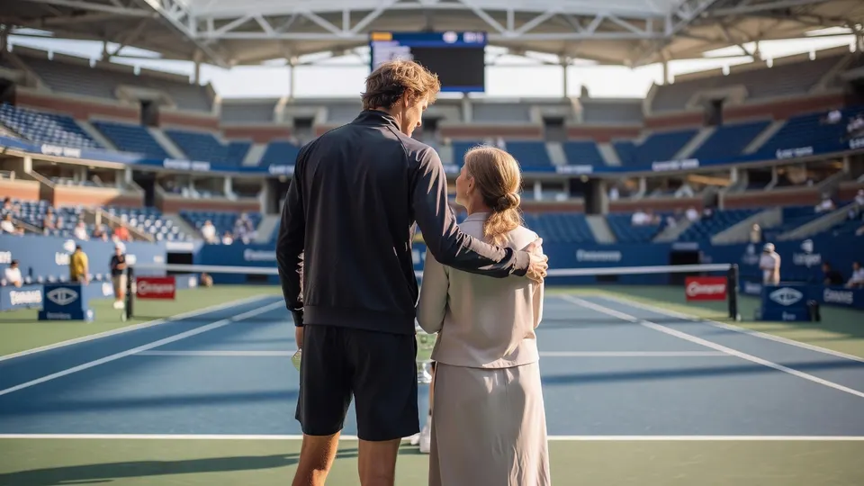 Alexander Zverev bedankt zijn moeder Irina op de tennisbaan na zijn US Open-winst