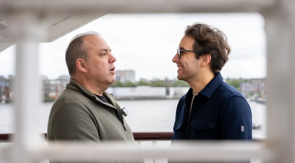 Regisseur Dawood Hilmandi (rechts) en zijn vader in de documentaire Paikar