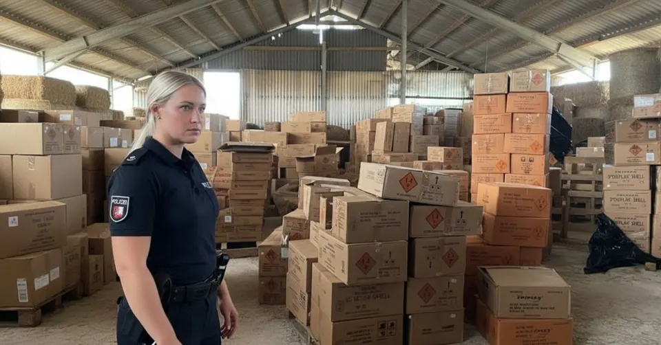 Politie bij opgeslagen dozen met illegaal vuurwerk in een loods
