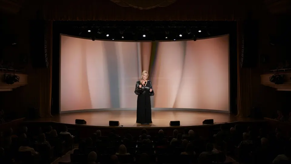 Presentatrice op het podium tijdens de uitreiking van de Emmy Awards in Los Angeles